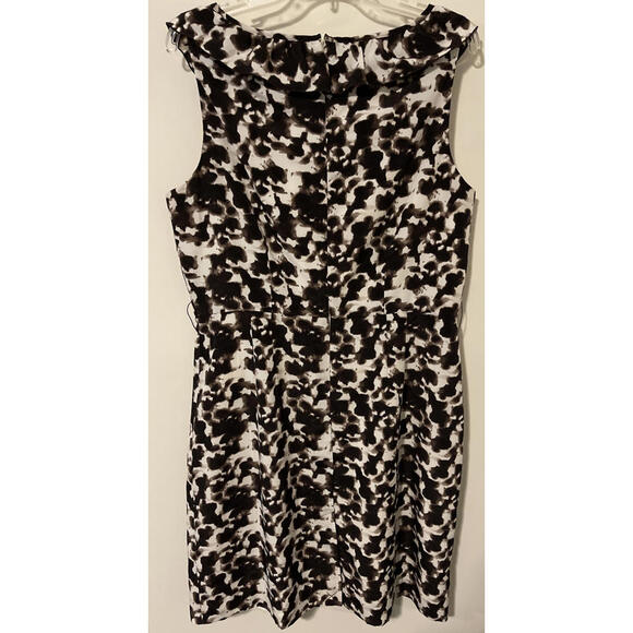 Banana Republic Womens Size 14 Brown/White Ruffled-Neck, Sleeveless Dress! M128 - Picture 8 of 10